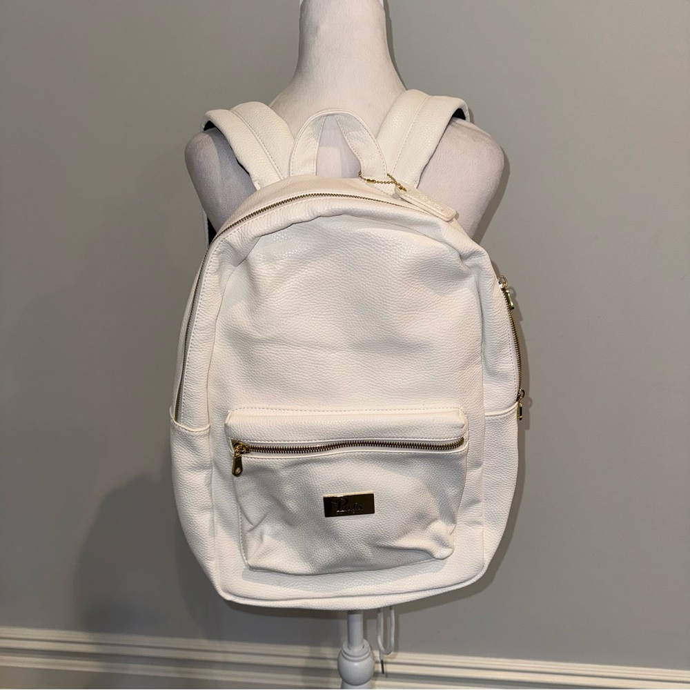 Packs Project Whitw & Gold Faux Leather Backpack